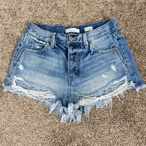 KanCan Womens Small 26" Waist Cut Off Micro Mini Raw Hem Thrashed Shorts Y2K
